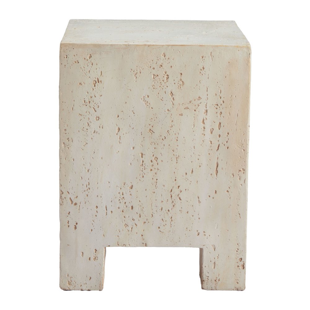 Beige Faux Stone Square End Table - 20-inch