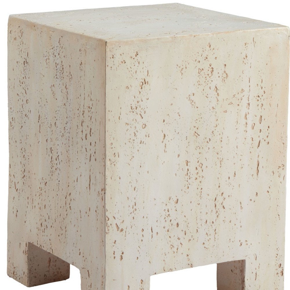 Beige Faux Stone Square End Table - 20-inch