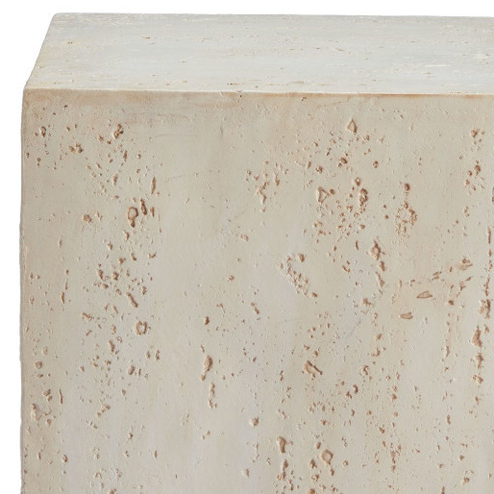 Beige Faux Stone Square End Table - 20-inch