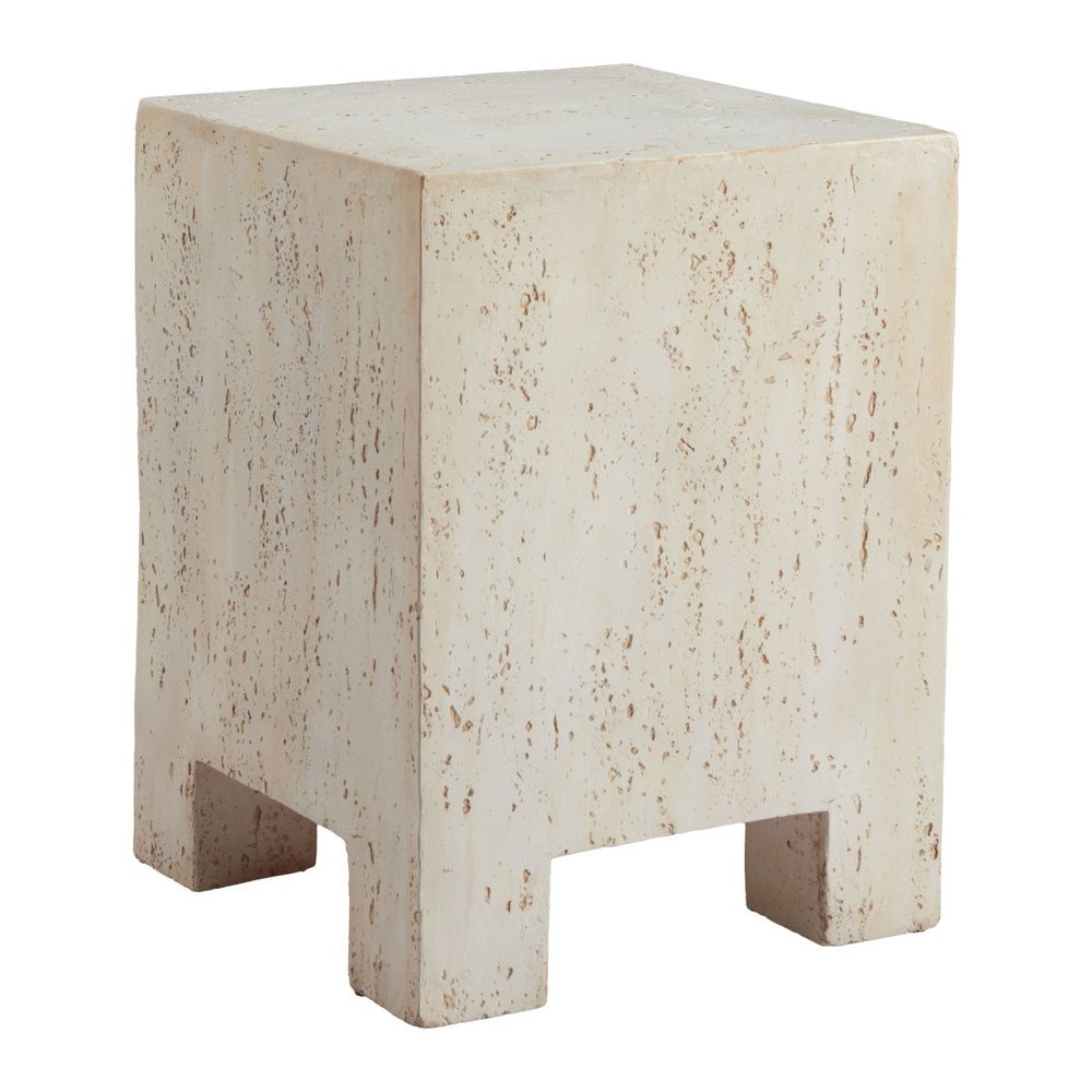Beige Faux Stone Square End Table - 20-inch