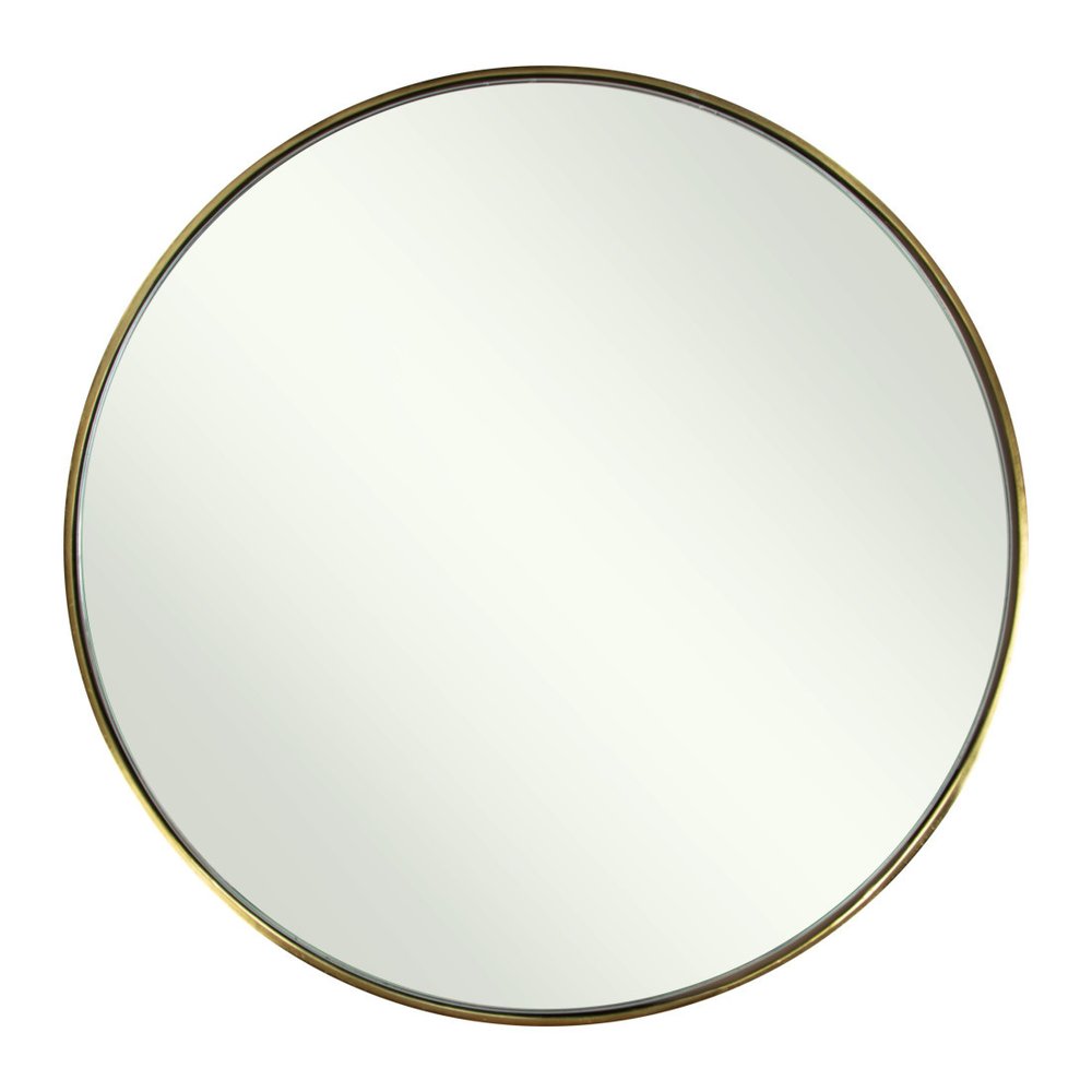 Gold and Black Mirrored Glass and Iron Round End Table - 20-inch