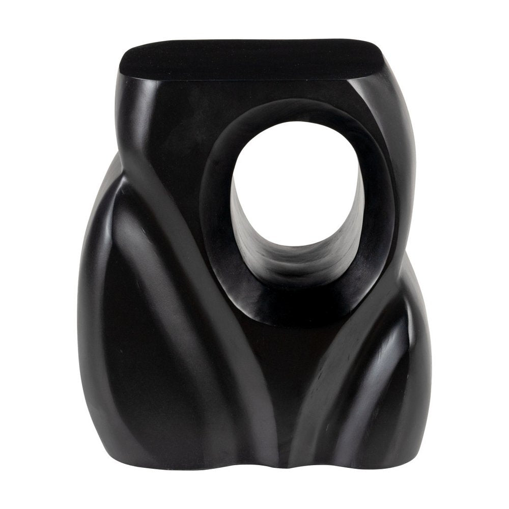 Black Solid Wood Figurine End Table - 16-inch