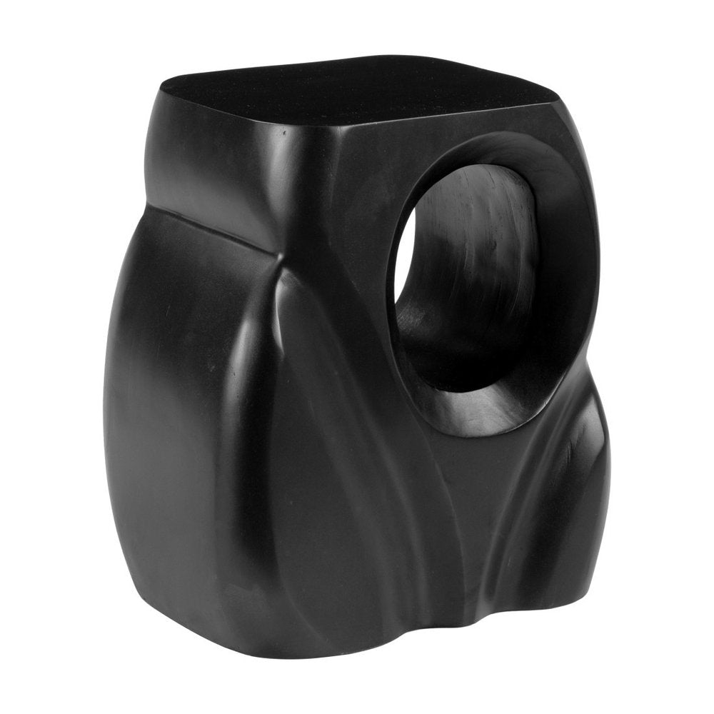 Black Solid Wood Figurine End Table - 16-inch
