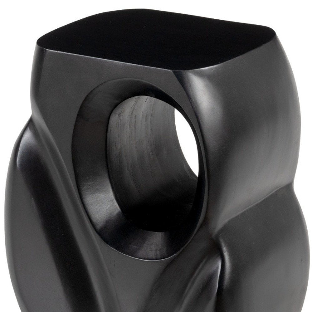 Black Solid Wood Figurine End Table - 16-inch
