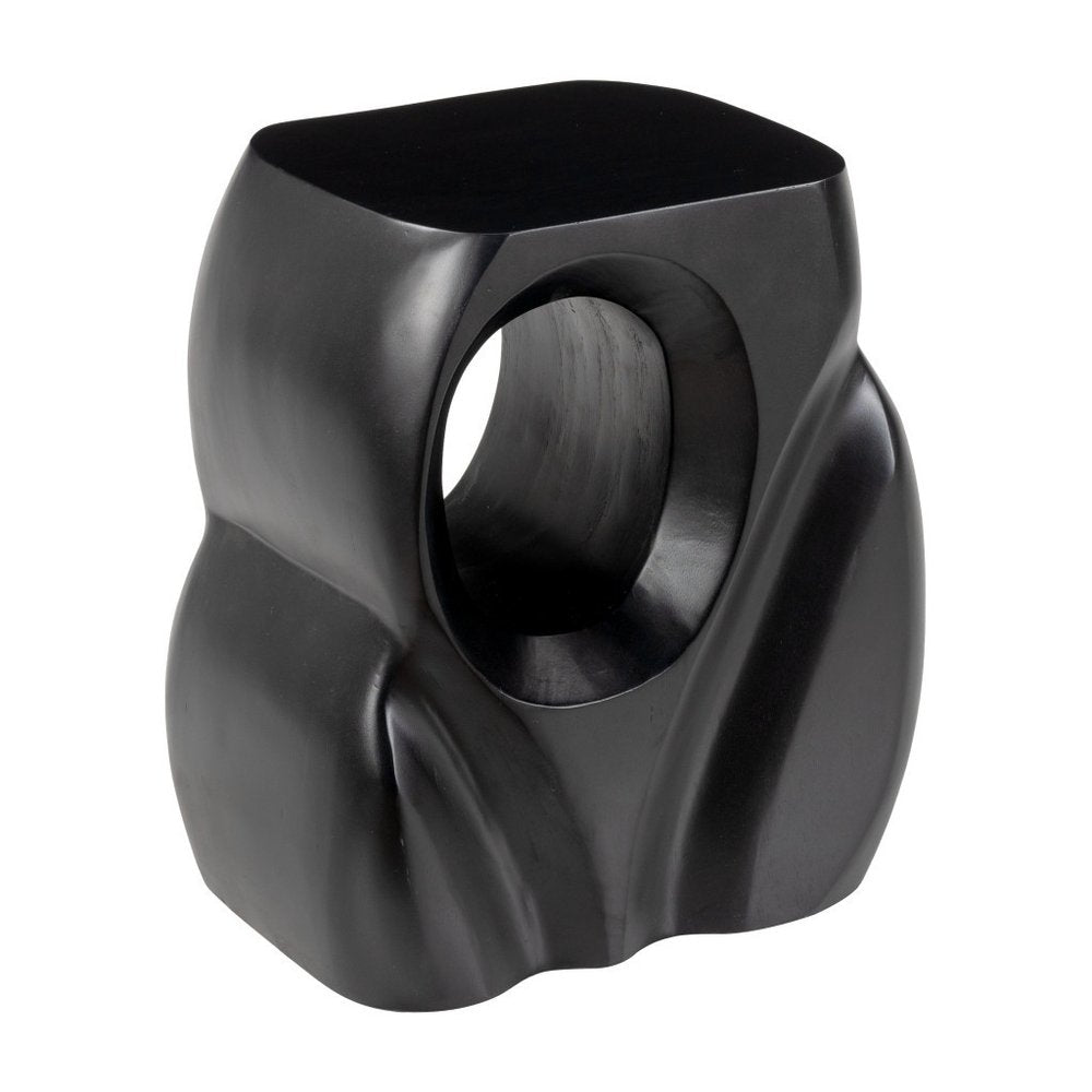 Black Solid Wood Figurine End Table - 16-inch