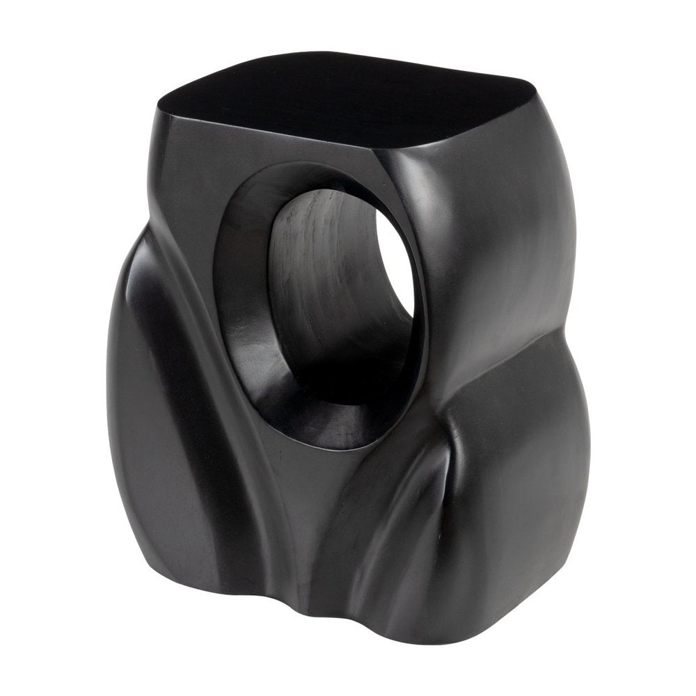 Black Solid Wood Figurine End Table - 16-inch