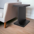 Black Solid Wood Pedestal End Table - 20-inch
