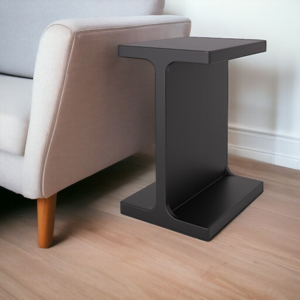 Black Solid Wood Pedestal End Table - 20-inch