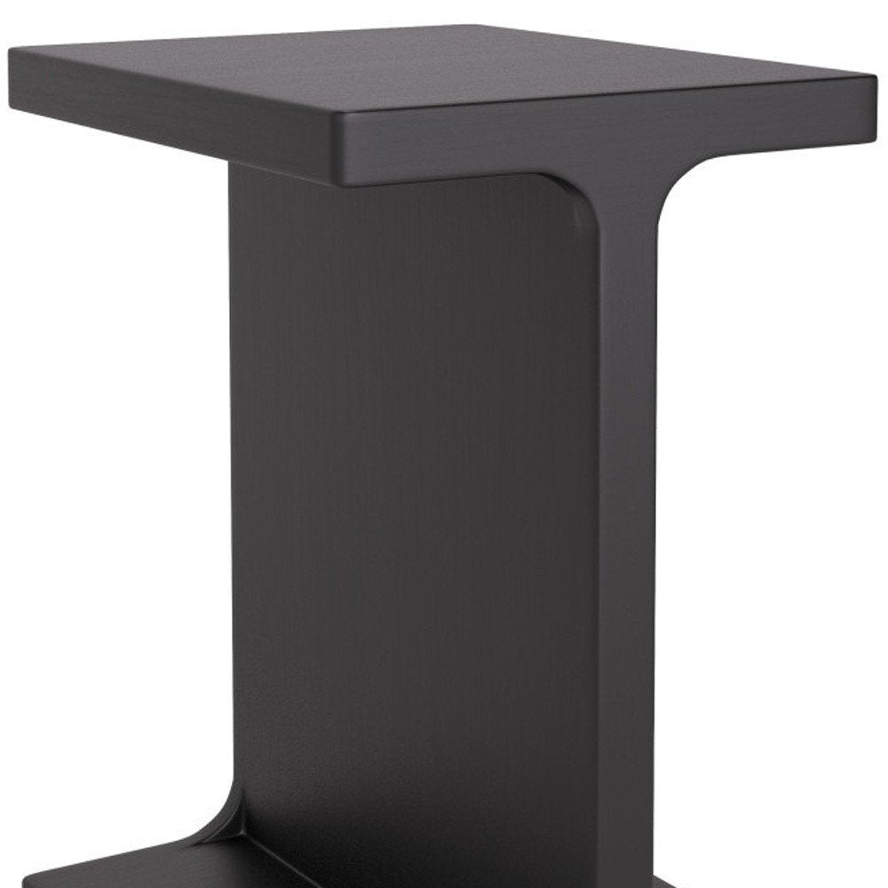 Black Solid Wood Pedestal End Table - 20-inch