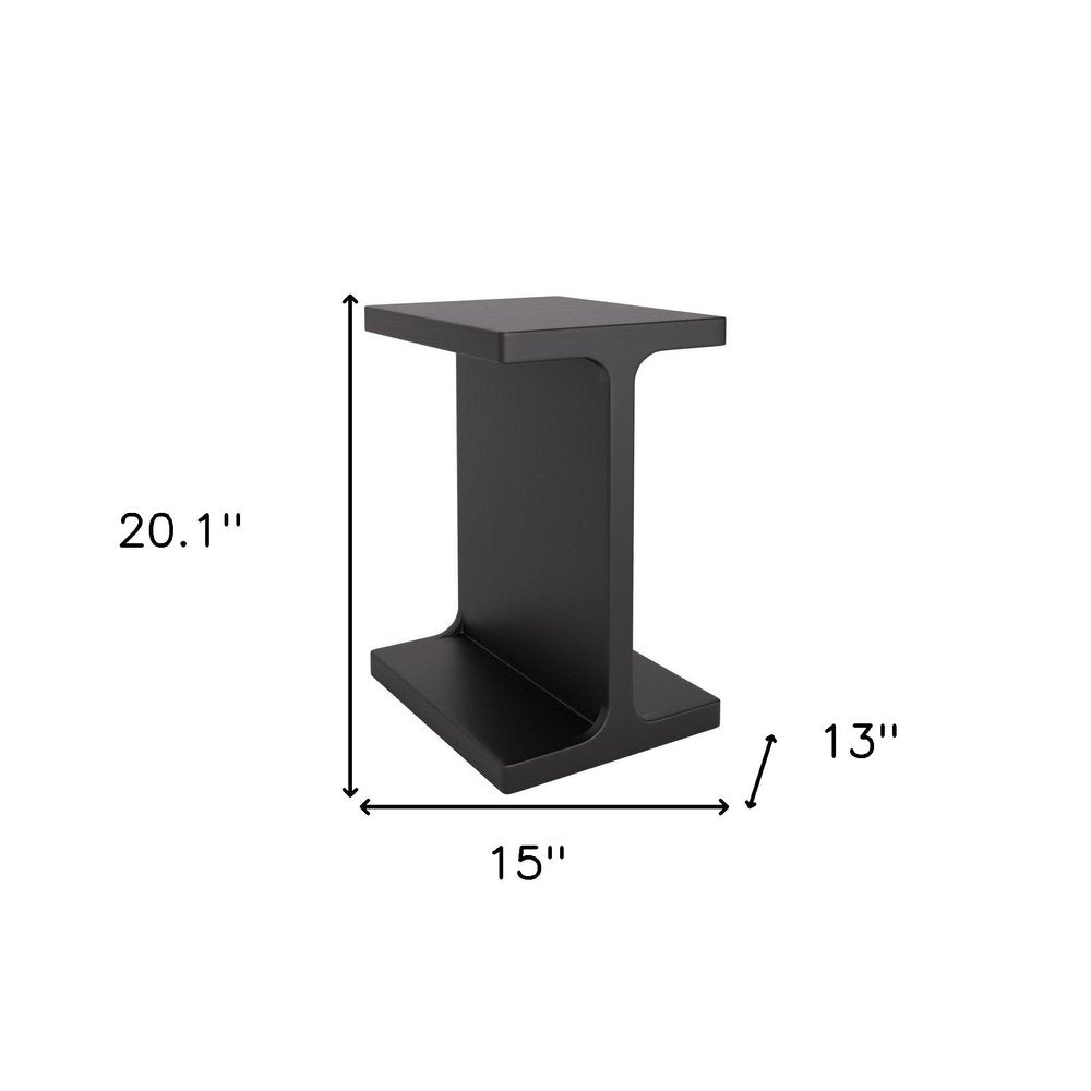 Black Solid Wood Pedestal End Table - 20-inch
