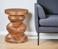 Brown Solid Wood Round Pedestal End Table - 21-inch