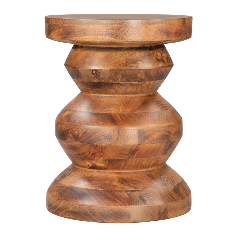 Brown Solid Wood Round Pedestal End Table - 21-inch