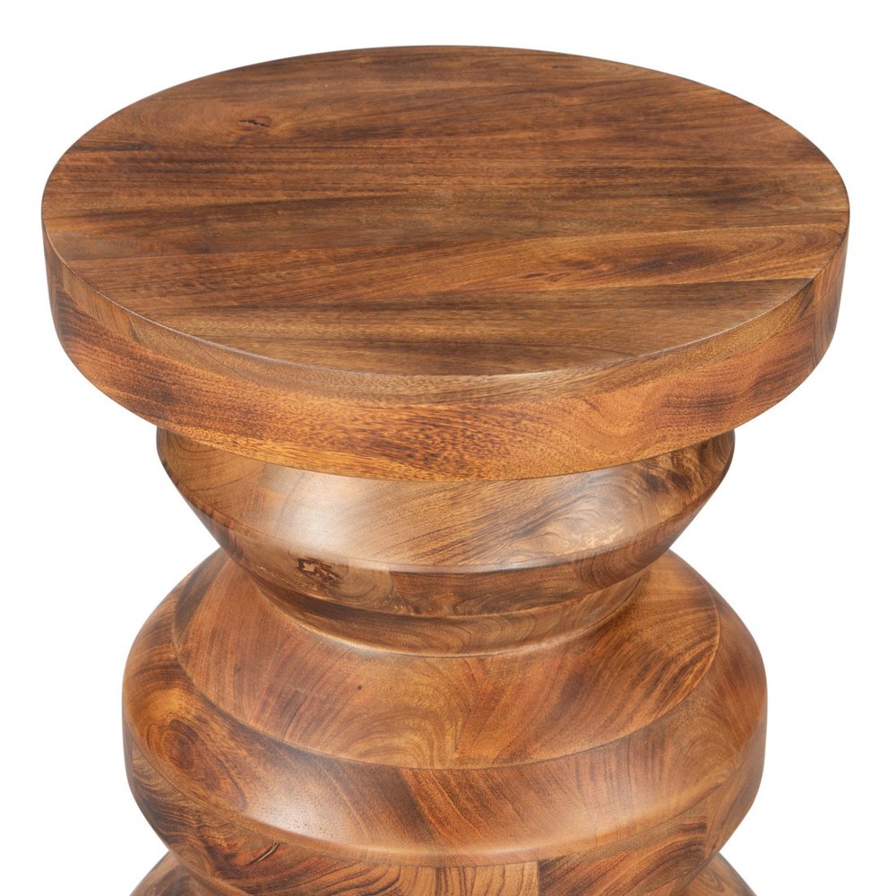 Brown Solid Wood Round Pedestal End Table - 21-inch