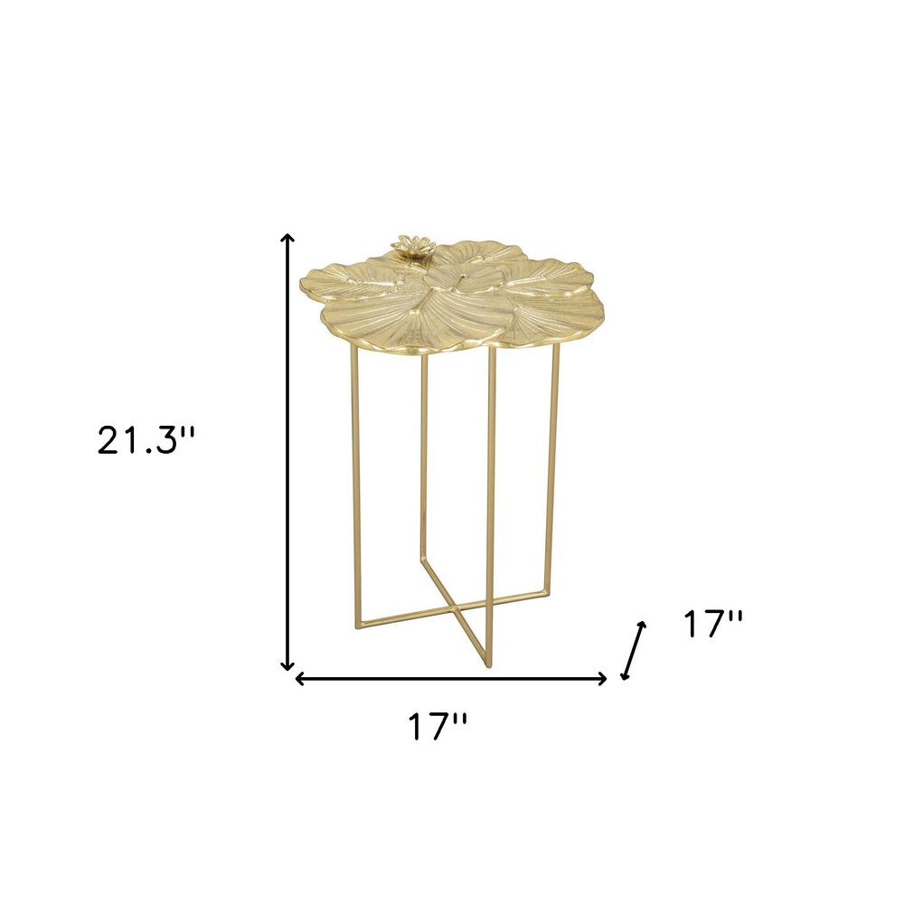Gold Aluminum and Iron Cross Legs End Table - 21-inch