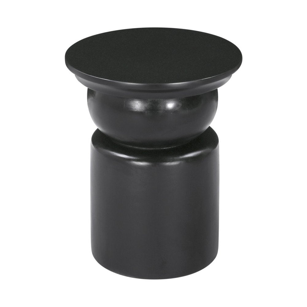 Black Solid Wood Round Drum End Table - 20-inch