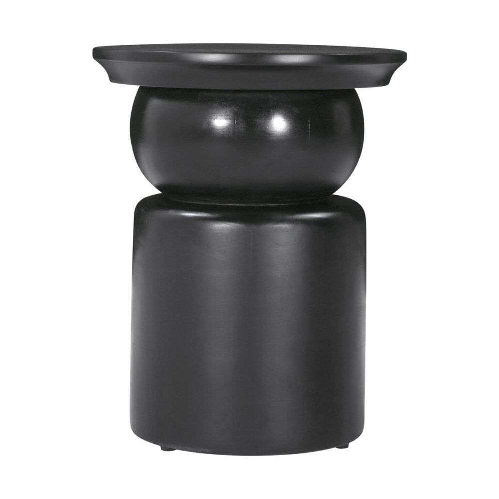 Black Solid Wood Round Drum End Table - 20-inch