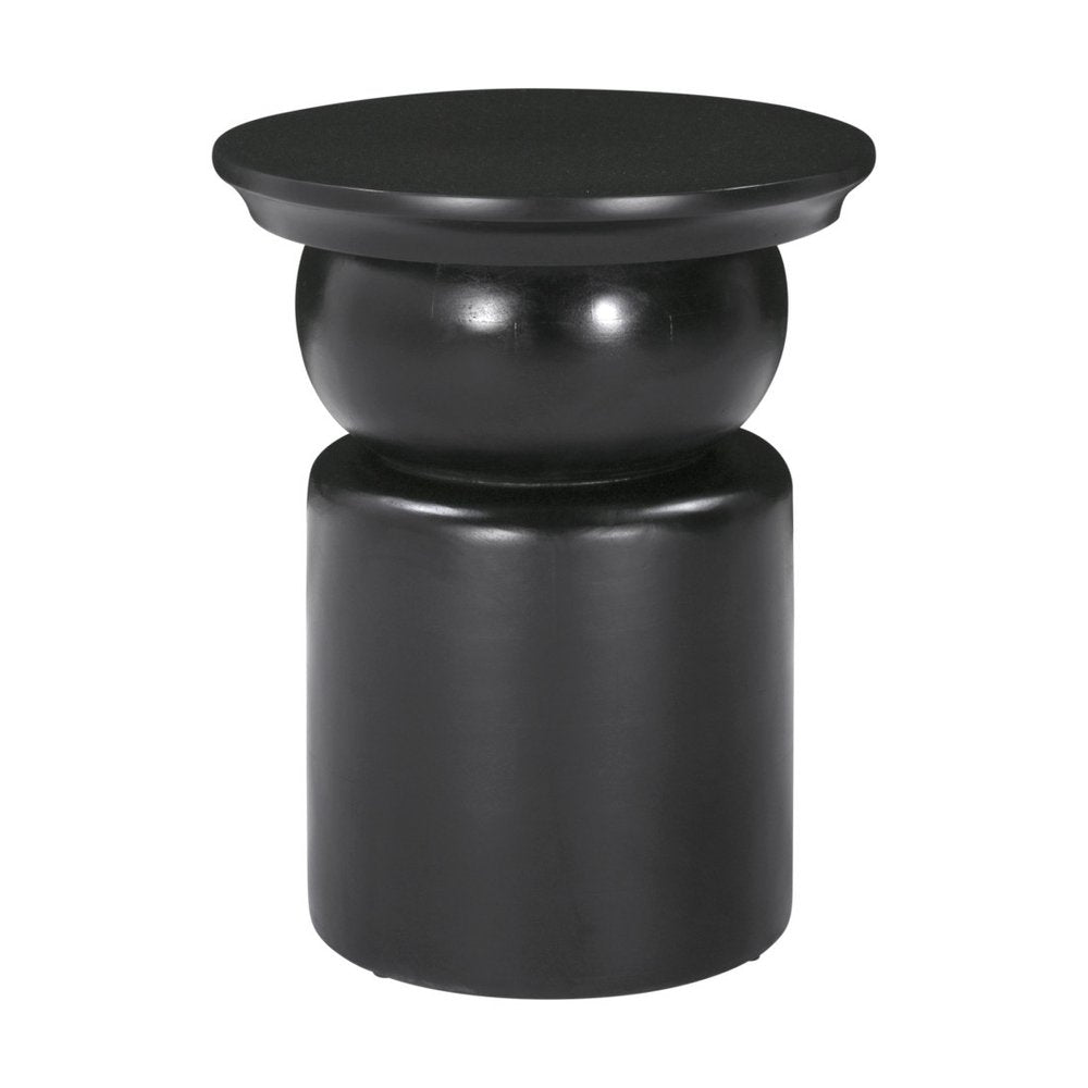 Black Solid Wood Round Drum End Table - 20-inch
