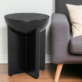 Black Solid Wood Round Pedestal End Table - 20-inch
