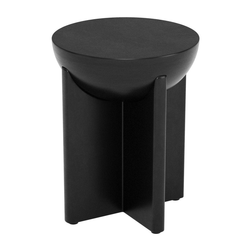 Black Solid Wood Round Pedestal End Table - 20-inch