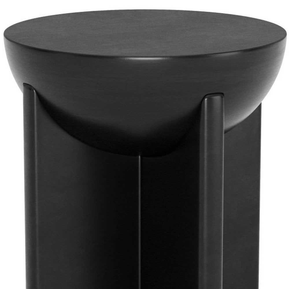 Black Solid Wood Round Pedestal End Table - 20-inch