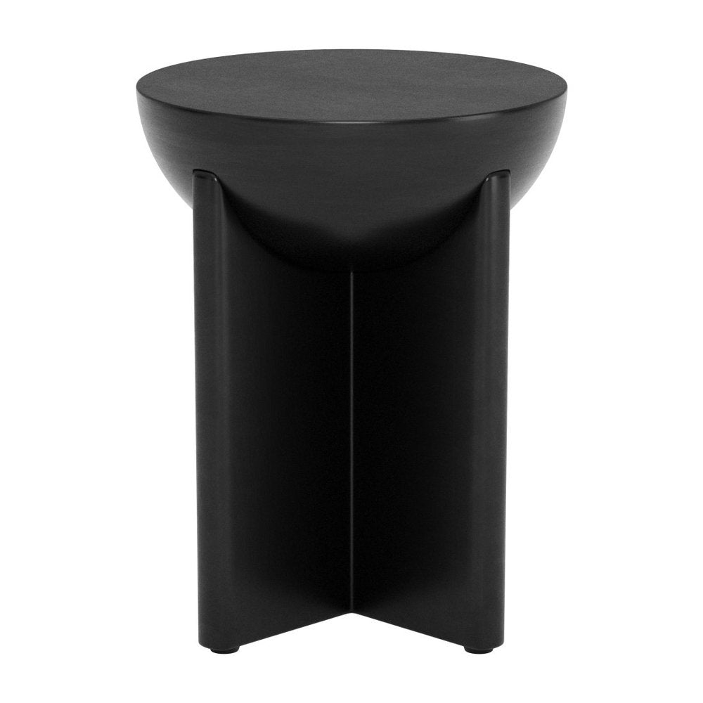 Black Solid Wood Round Pedestal End Table - 20-inch