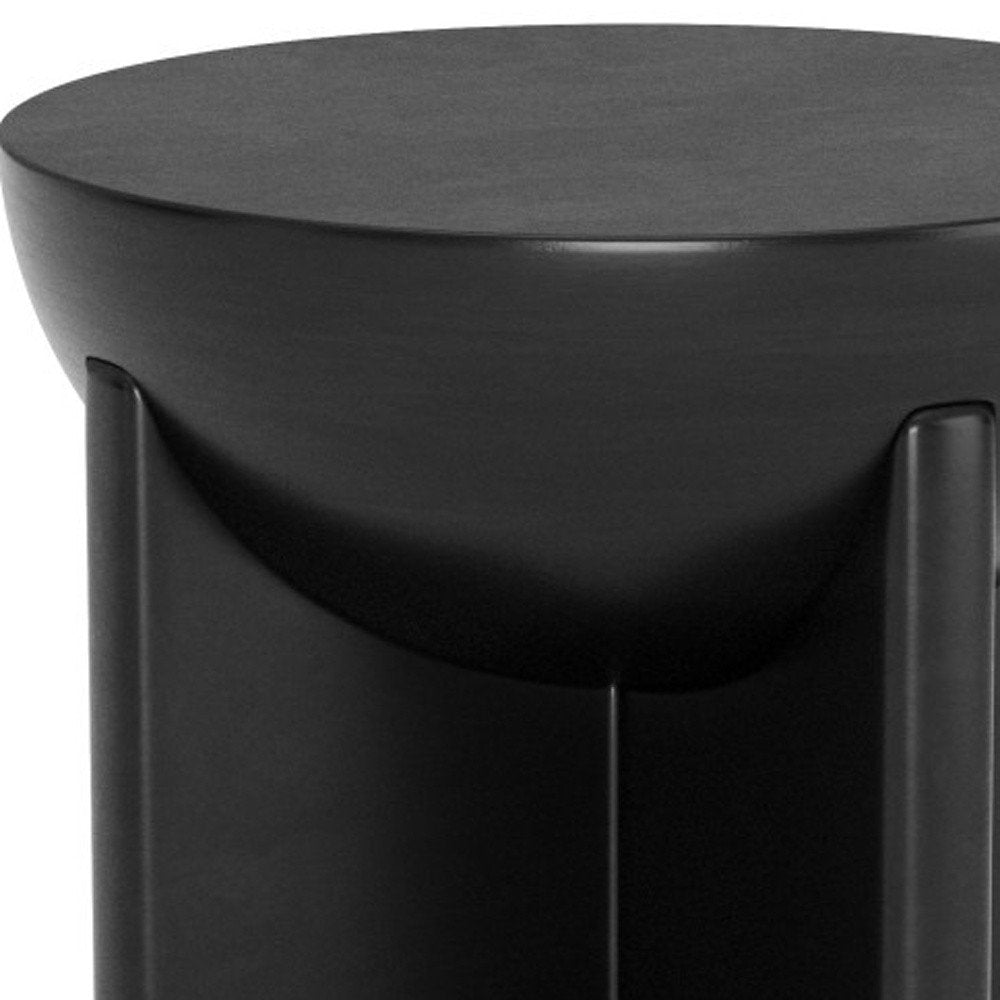 Black Solid Wood Round Pedestal End Table - 20-inch