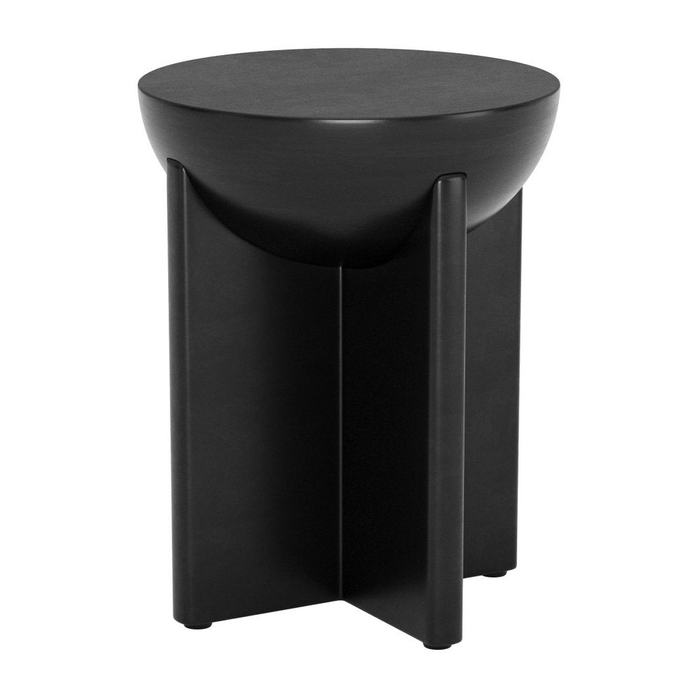 Black Solid Wood Round Pedestal End Table - 20-inch