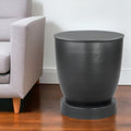 Black Iron Round Pedestal End Table - 20-inch