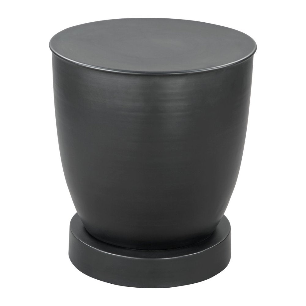 Black Iron Round Pedestal End Table - 20-inch