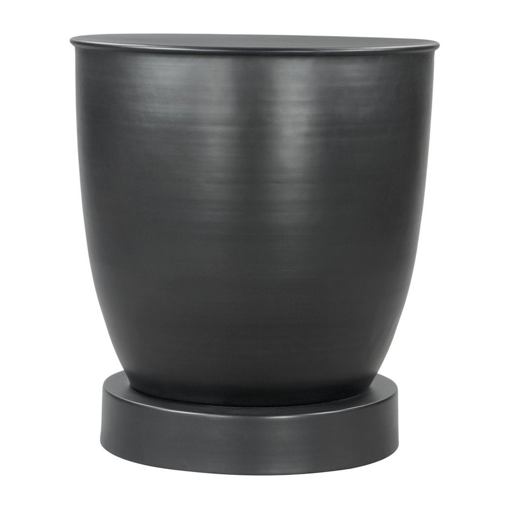 Black Iron Round Pedestal End Table - 20-inch