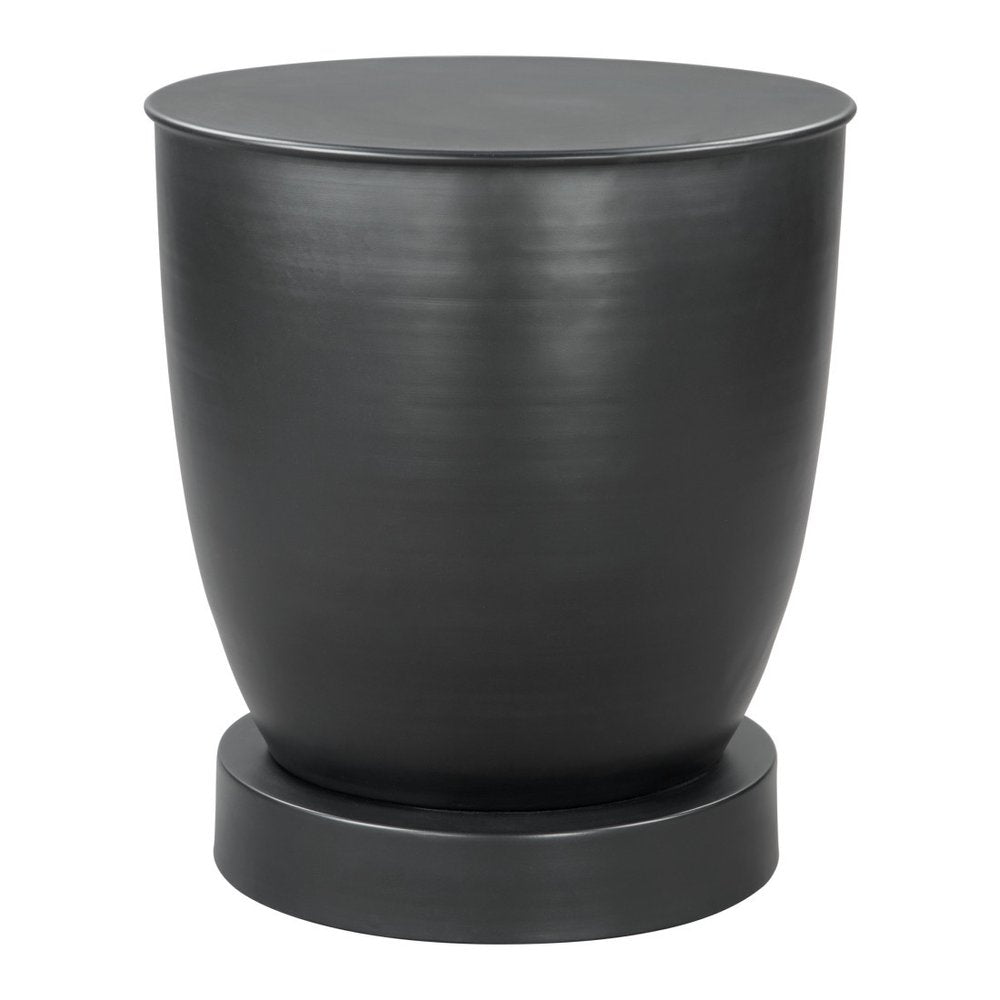 Black Iron Round Pedestal End Table - 20-inch