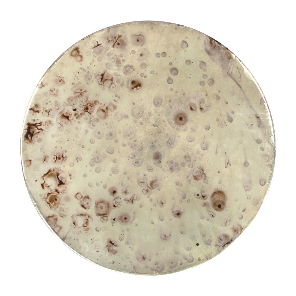 Beige Iron Round Block End Table - 22-inch