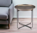 Bronze and Gray Steel Round Cross Legs End Table - 21-inch