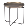Bronze and Gray Steel Round Cross Legs End Table - 21-inch