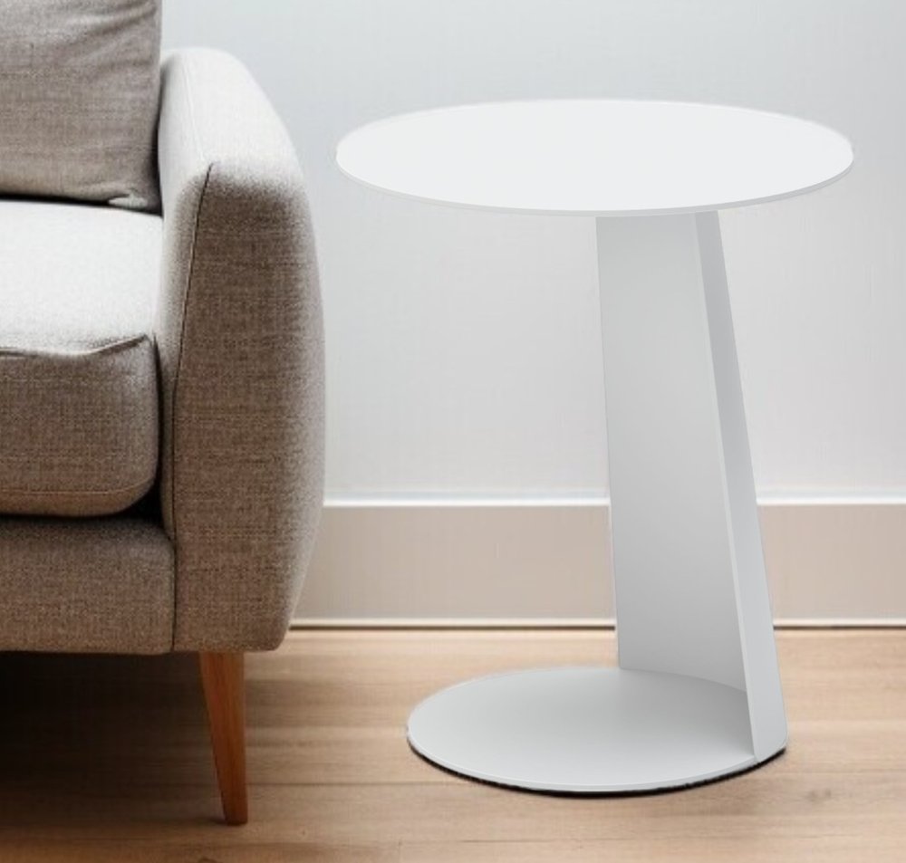 White Aluminum Rounded Outdoor Side Table - 16-inch