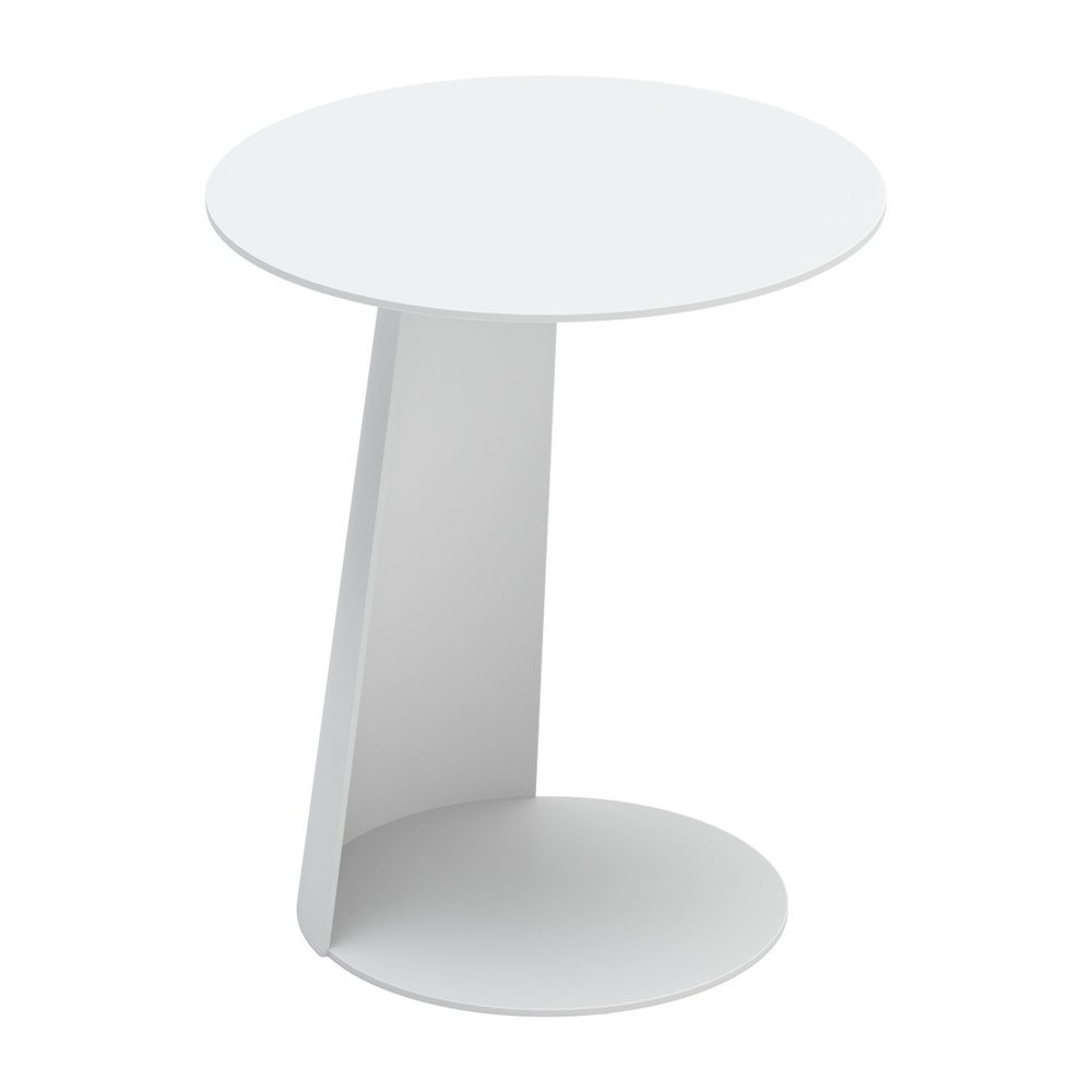 White Aluminum Rounded Outdoor Side Table - 16-inch