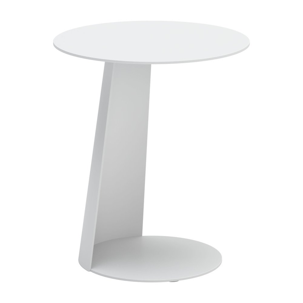 White Aluminum Rounded Outdoor Side Table - 16-inch