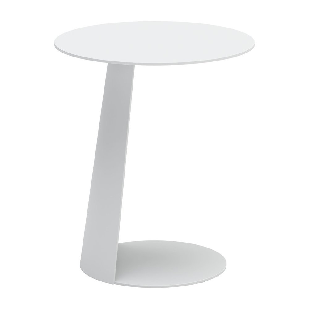 White Aluminum Rounded Outdoor Side Table - 16-inch