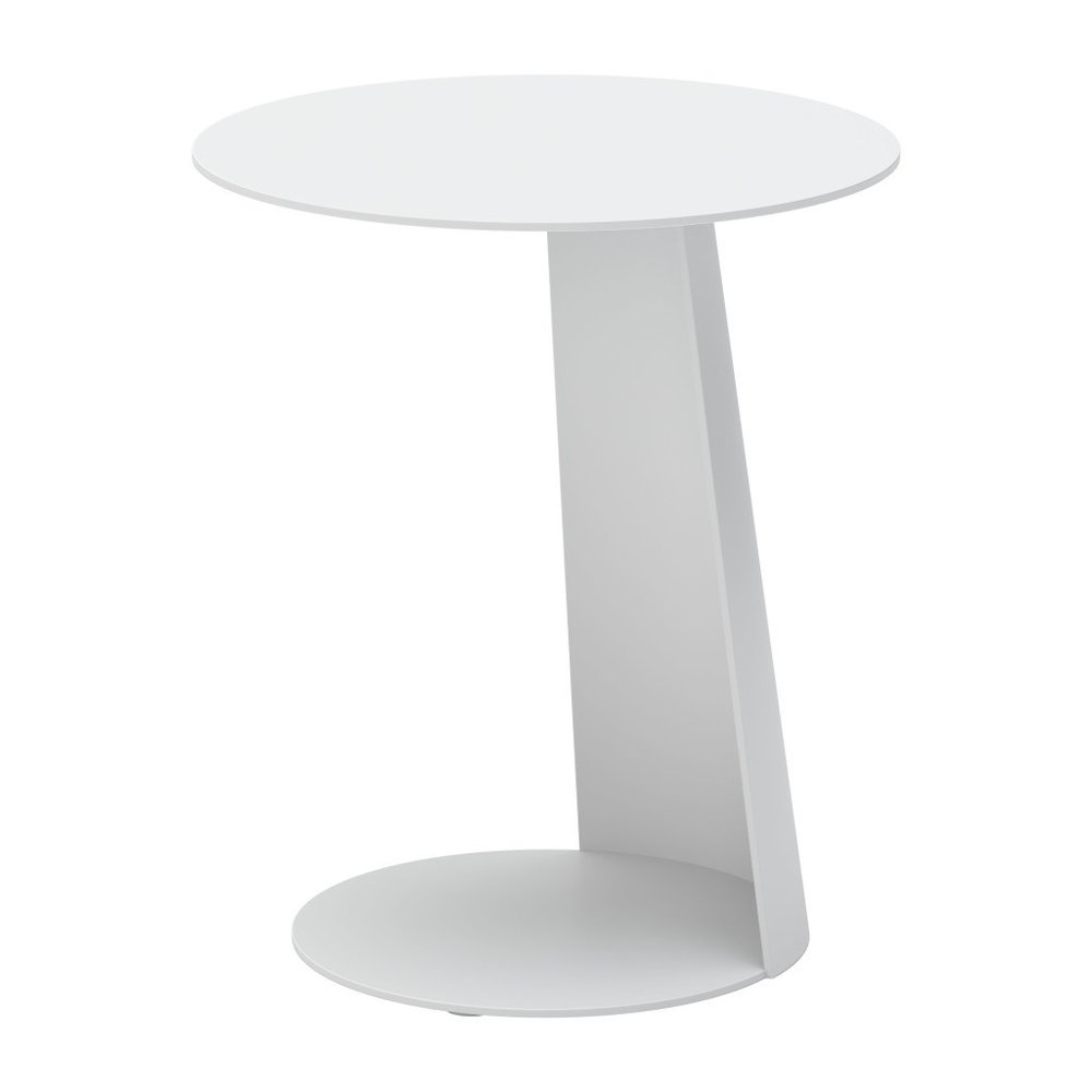 White Aluminum Rounded Outdoor Side Table - 16-inch