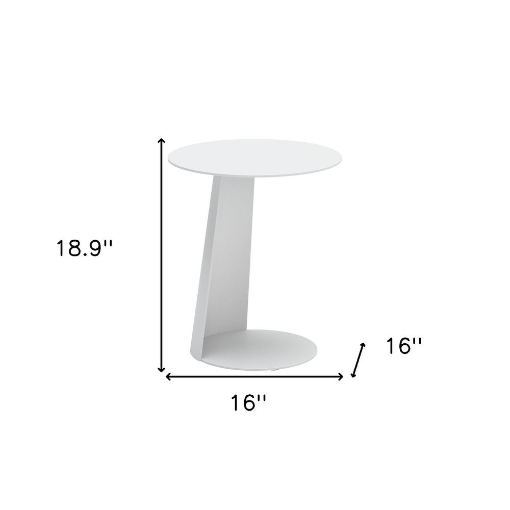 White Aluminum Rounded Outdoor Side Table - 16-inch