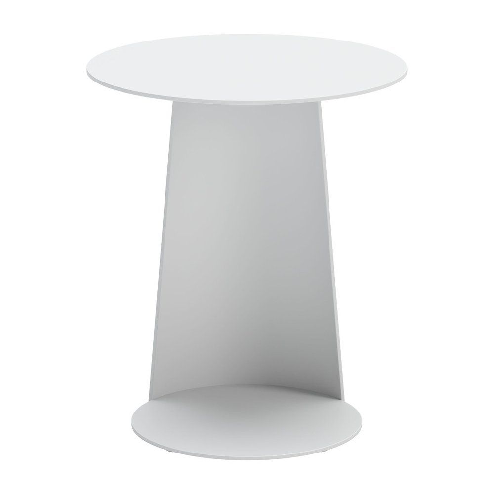 White Aluminum Rounded Outdoor Side Table - 16-inch