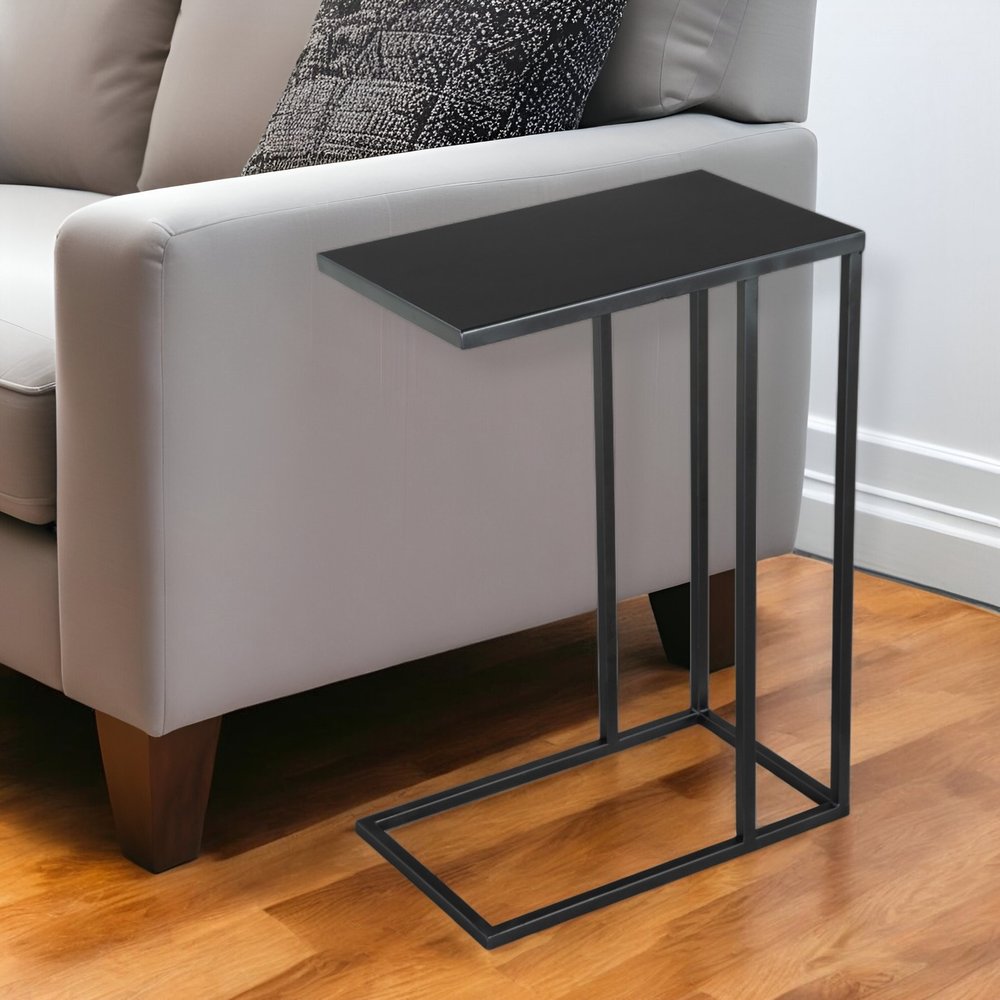 Black Iron Abstract End Table - 24-inch