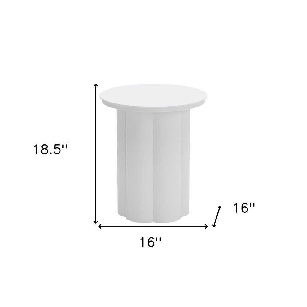 White Aluminum Round Pedestal End Table - 19-inch