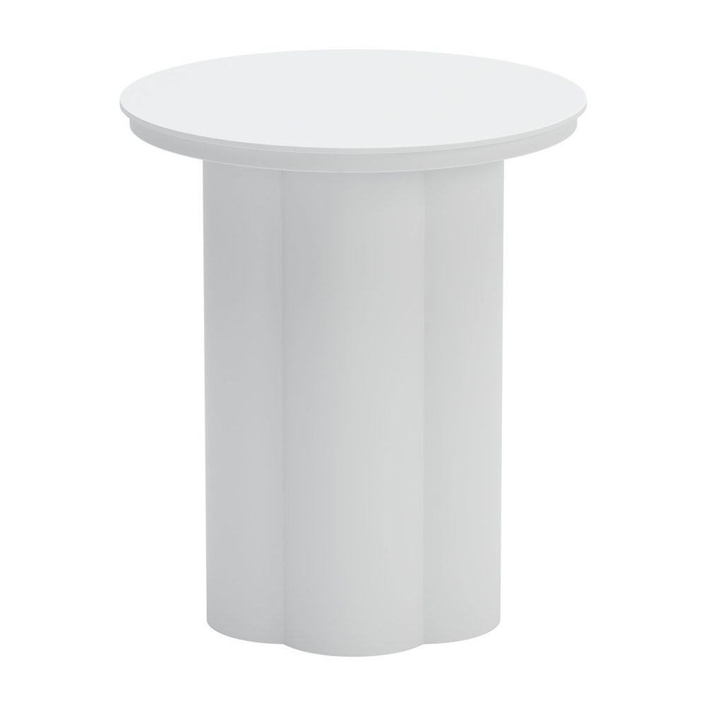 White Aluminum Round Pedestal End Table - 19-inch