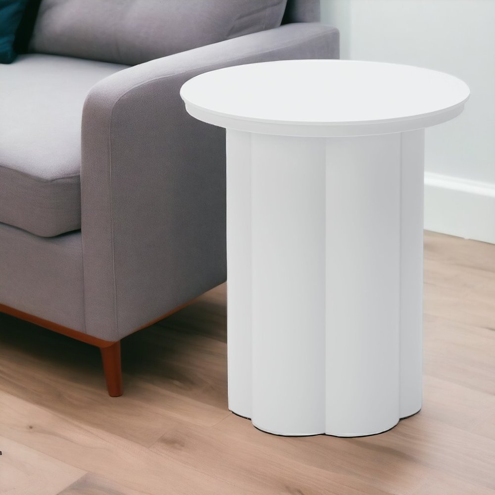 White Aluminum Round Pedestal End Table - 19-inch