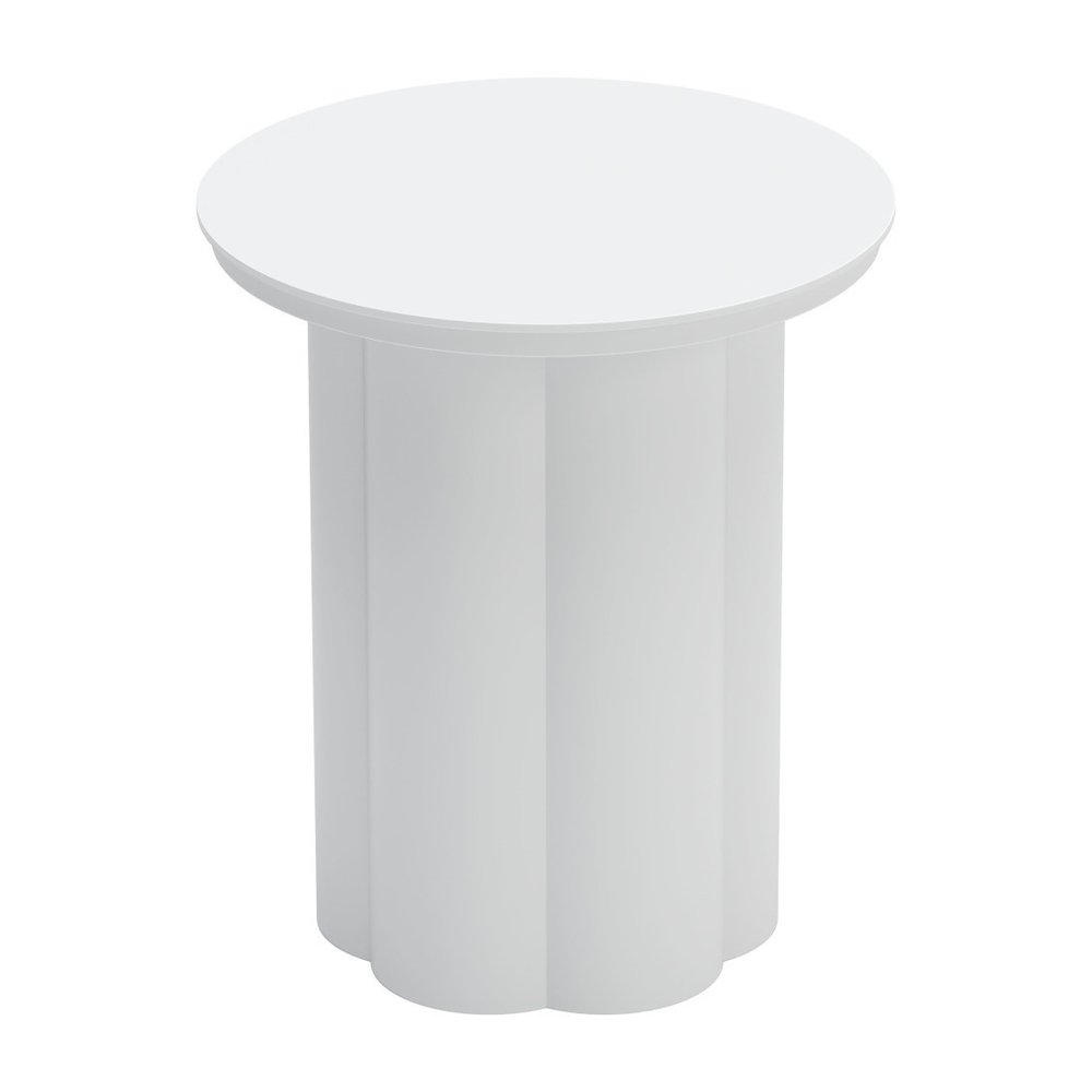 White Aluminum Round Pedestal End Table - 19-inch