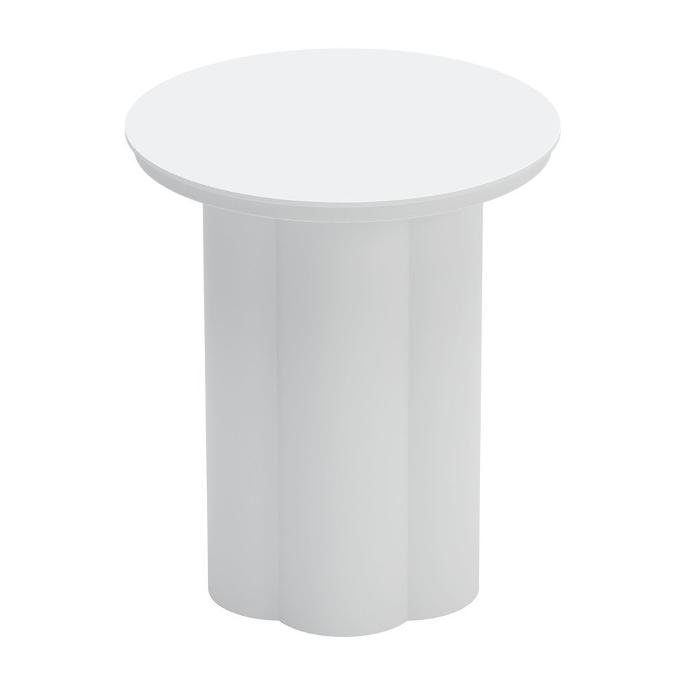 White Aluminum Round Pedestal End Table - 19-inch