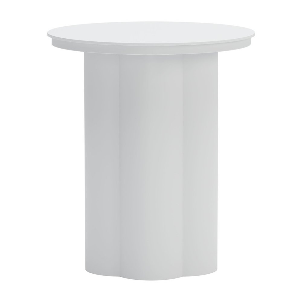 White Aluminum Round Pedestal End Table - 19-inch