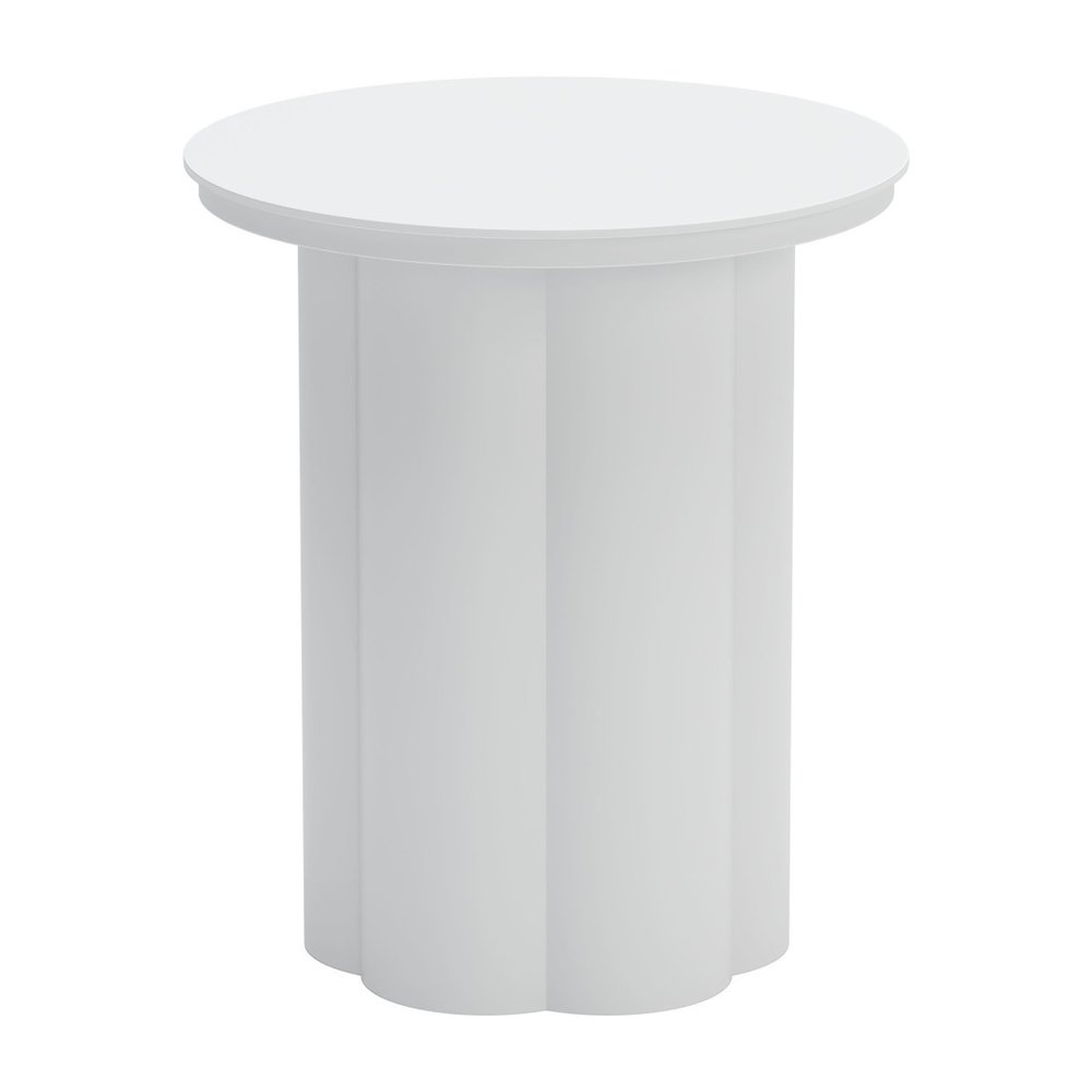 White Aluminum Round Pedestal End Table - 19-inch