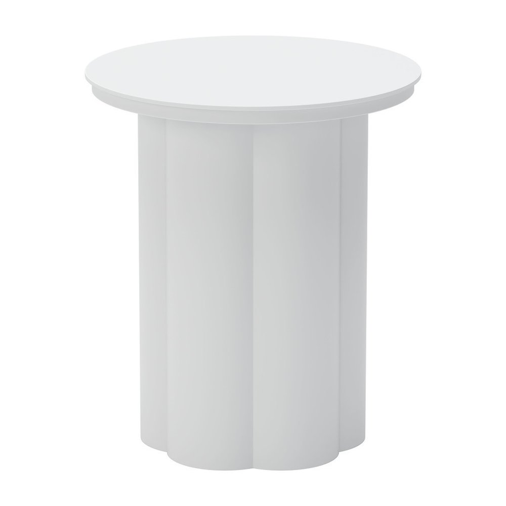 White Aluminum Round Pedestal End Table - 19-inch